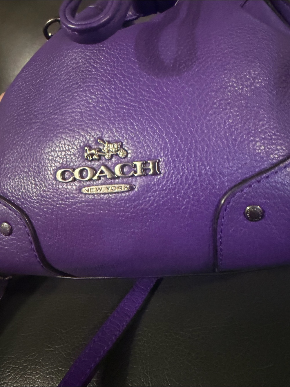 Coach Purple Pebbled Leather Drawstring Crossbody - Picture 3 of 12
